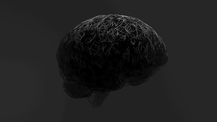 Black brain on black background