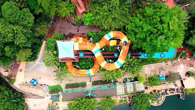 Overhead view of waterslide