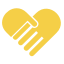 hands shaped like a yellow heart icon