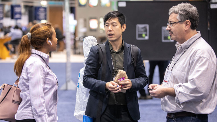 three people speaking at the 2019 Graduate School Fair