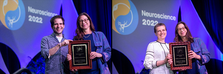 Manuel Velaro, PhD (left), of New York University, Neuroscience Institute and Marianna Zazhytska, PhD (right), of the Zuckerman Brain Mind Behavior Institute, Columbia University at the City of New York were awarded the Peter and Patricia Gruber International Research Award in 2022.