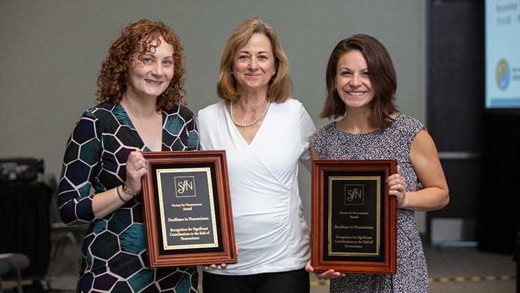 Talia Lerner, PhD (left), of Northwestern University Department of Neuroscience and Laura DeNardo, PhD (right), of University of California Los Angeles Department of Physiology were both awarded the Janett Rosenberg Trubatch Career Development Award in 2022.