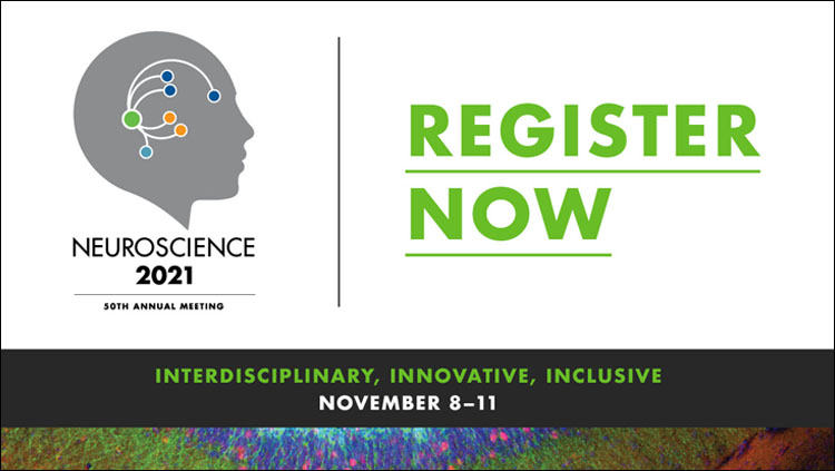 SfN Global Connectme: A Virtual Event logo on scientific image; January 11-13