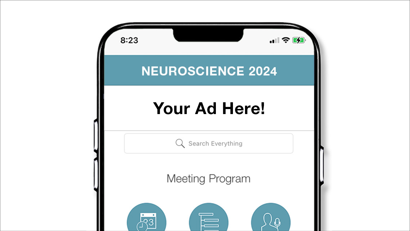 Example of Home Screen Mobile App ad at Neuroscience 2024